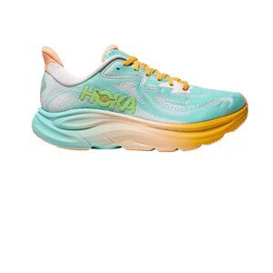 HOKA Women's Clifton 10 Running Shoes Color: Blue Spark/White